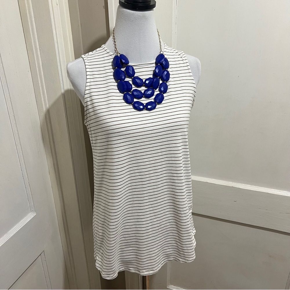 J. Jill Striped White and Black Tank Top Womens Small